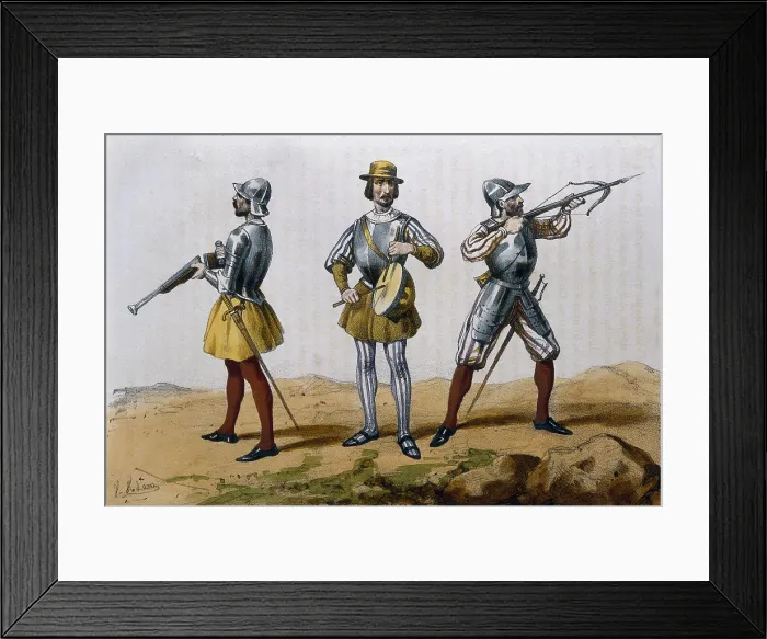 Framed Print : DE SOTTO, Serafin Maria, Earl of Clonard (1793 - 1862). Historia orgAnica de las armas de Infanteria y Caballeria espanolas. 1851 - 1859. Members of the cavalry (1503-08) Framed Print : DE SOTTO, Serafin Maria, Earl of Clonard (1793 - 1862). Historia orgAnica de las armas de Infanteria y Caballeria espanolas. 1851 - 1859. Members of the cavalry (1503-08)