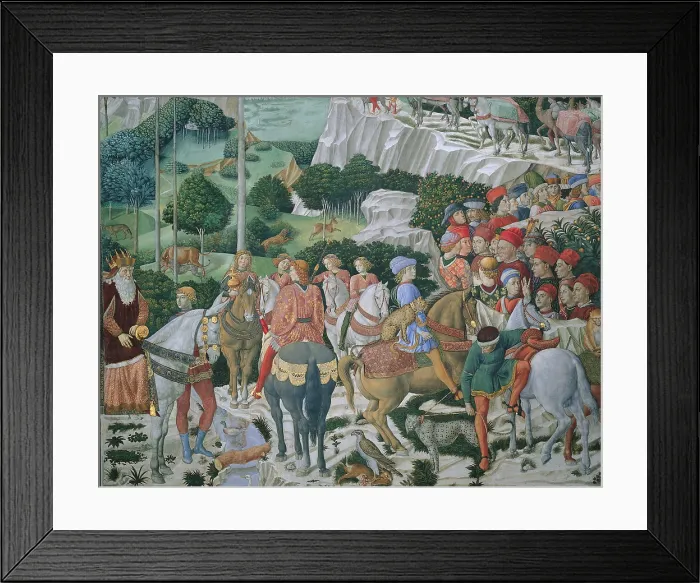 Framed Print : Frescoes of the Chapel of the Magi, by Benozzo di Lese di Sandro known as Benozzo Gozzoli, 15th Century, 1459 -1460 about, fresco, - Italy, Tuscany, Florence Framed Print : Frescoes of the Chapel of the Magi, by Benozzo di Lese di Sandro known as Benozzo Gozzoli, 15th Century, 1459 -1460 about, fresco, - Italy, Tuscany, Florence