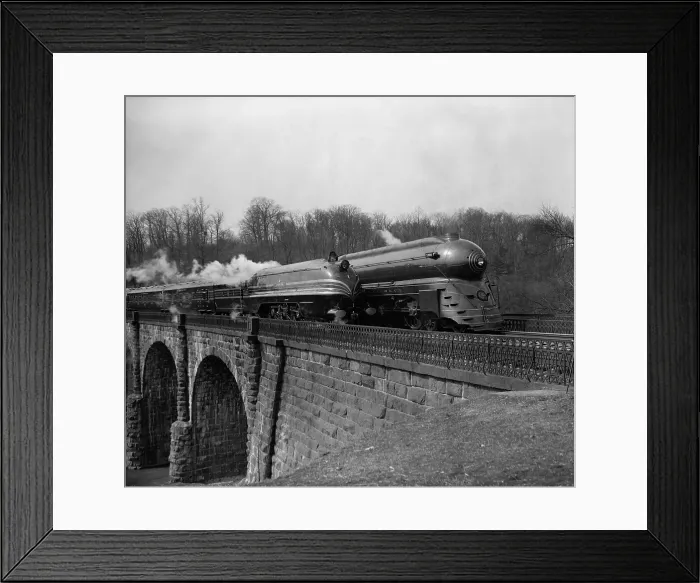 Framed Print : Two streamlined 1930s locomotives, near Washington, D.C. (BSLOC_2013_8_194) Framed Print : Two streamlined 1930s locomotives, near Washington, D.C. (BSLOC_2013_8_194)