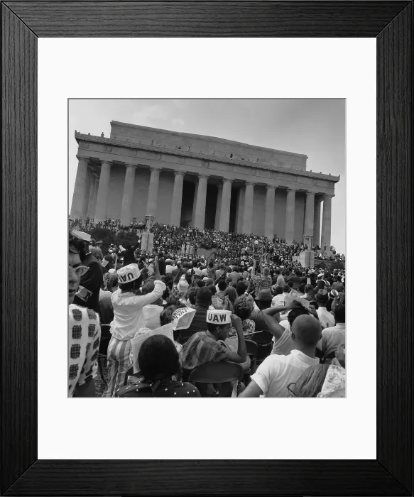 Framed Print : 1963 March on Washington. View of the ceremonies on the steps of the Lincoln Memorial from the audience on the Capitol Mall. Aug. 28, 1963 Framed Print : 1963 March on Washington. View of the ceremonies on the steps of the Lincoln Memorial from the audience on the Capitol Mall. Aug. 28, 1963