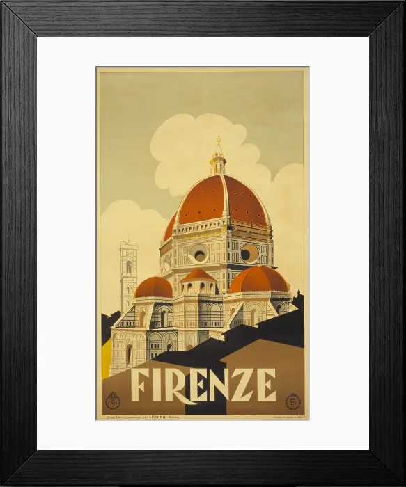 Framed Print : Italian travel poster shows Santa Maria del Fiore, the Cathedral of Florence (Firenze), 1936. (BSLOC_2013_8_201)