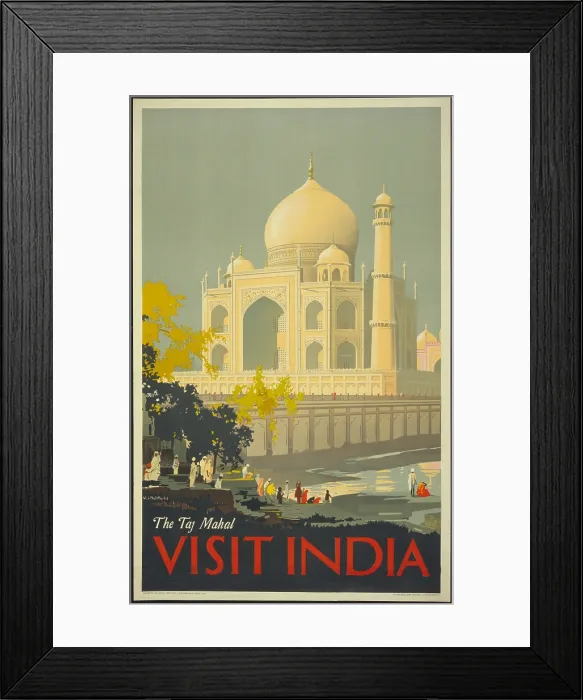 Framed Print : American poster promoting travel to India with an image of the Taj Mahal, ca. 1930. (BSLOC_2013_8_200) Framed Print : American poster promoting travel to India with an image of the Taj Mahal, ca. 1930. (BSLOC_2013_8_200)