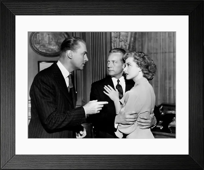 Framed Print : THE LOCKET, from left, Brian Aherne, Gene Raymond, Laraine Day, 1946