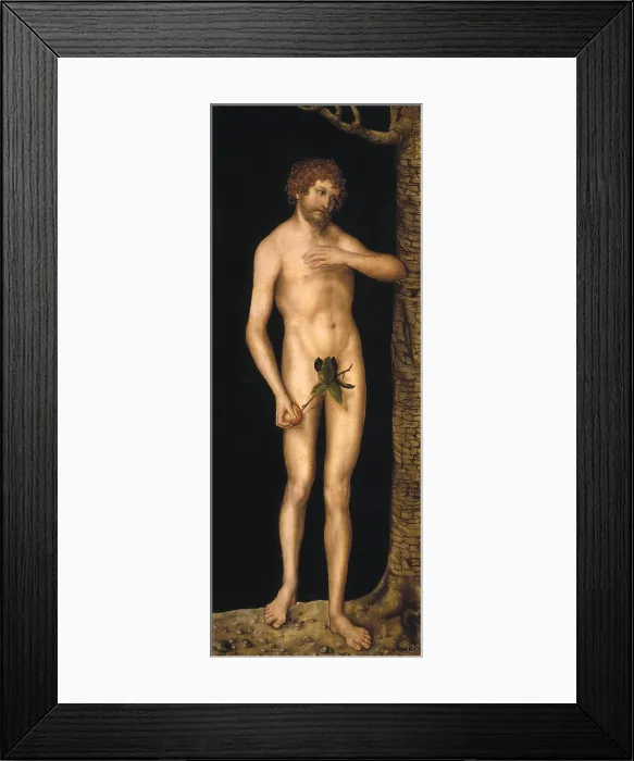 Framed Print : Cranach, Lucas, 'the Elder' (1472-1553). Adam. 1520s. This painting and another representing Eve were a part of an altar. Renaissance art. Oil on wood. AUSTRIA. Vienna