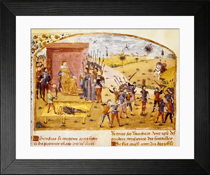 Framed Print : CURTIUS, Rufus Quintus (1st century). The history of Alexander the Great. 1461 - 1468. Death sentence of two soldiers