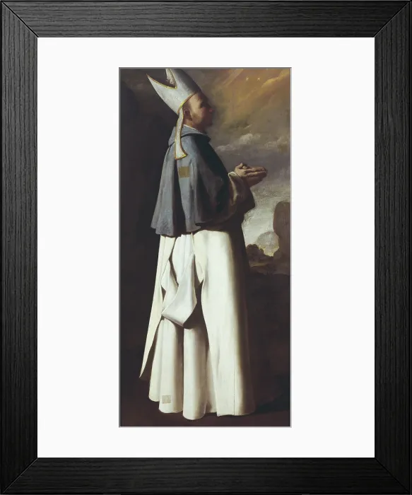 Framed Print : ZURBARAN, Francisco de (1598-1664). Saint Hugh, Bishop of Grenoble. SPAIN. CAdiz. Museo de CAdiz. Baroque art. Oil on canvas. - P