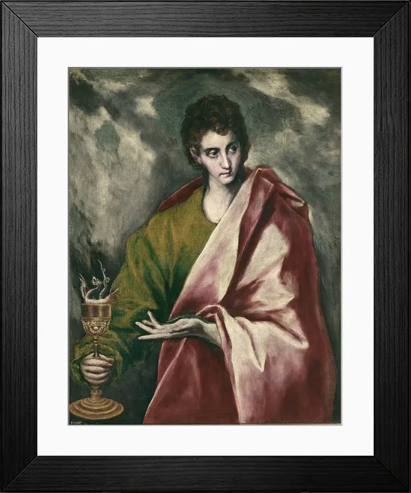 Framed Print : Greco, Domenikos Theotokopoulos, called El (1541-1614). Saint John the Evangelist. 1595 - 1604. Mannerism art. Oil on canvas. SPAIN. Madrid. Prado Museum Framed Print : Greco, Domenikos Theotokopoulos, called El (1541-1614). Saint John the Evangelist. 1595 - 1604. Mannerism art. Oil on canvas. SPAIN. Madrid. Prado Museum