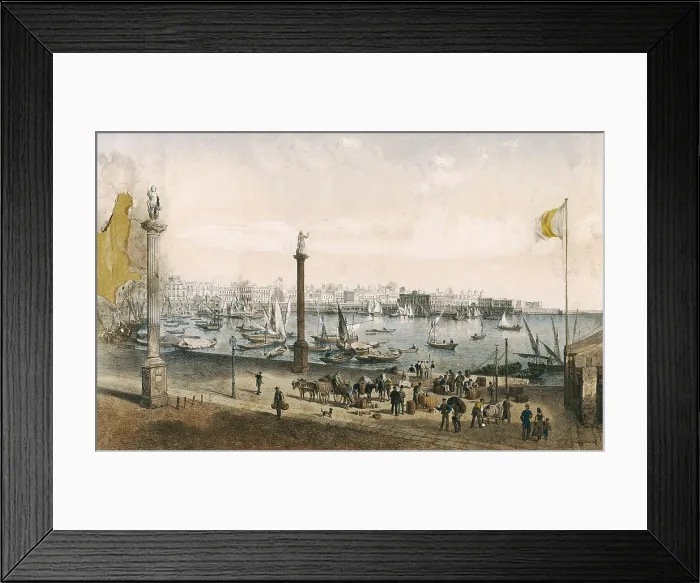 Framed Print : CAdiz: the city and the harbour in 19th c. Engraving. SPAIN. Madrid. Museo Nacional del Romanticismo. - P. Rotger / Iberfoto / Everett Collection (282519)**US SALES ONLY**