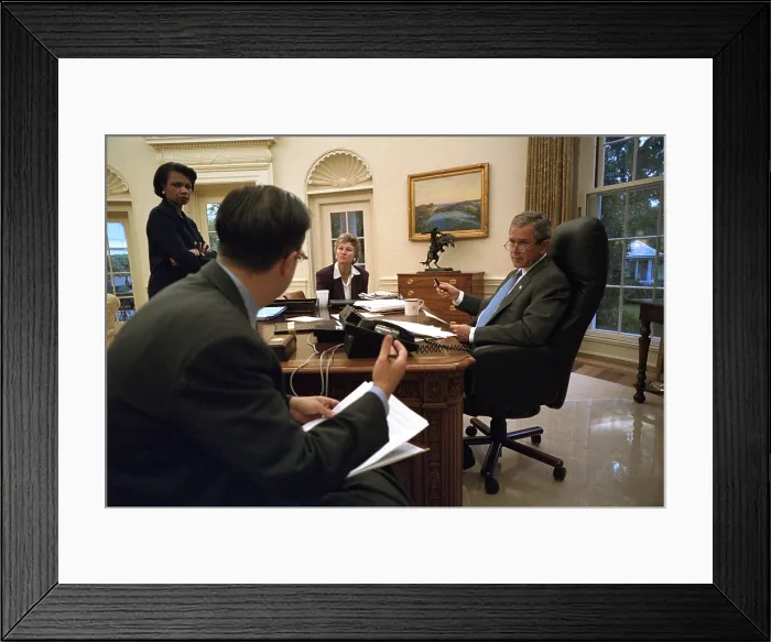 Framed Print : President George W. Bush preparing for his Sept. 20, 2001 speech to a Joint Session of Congress