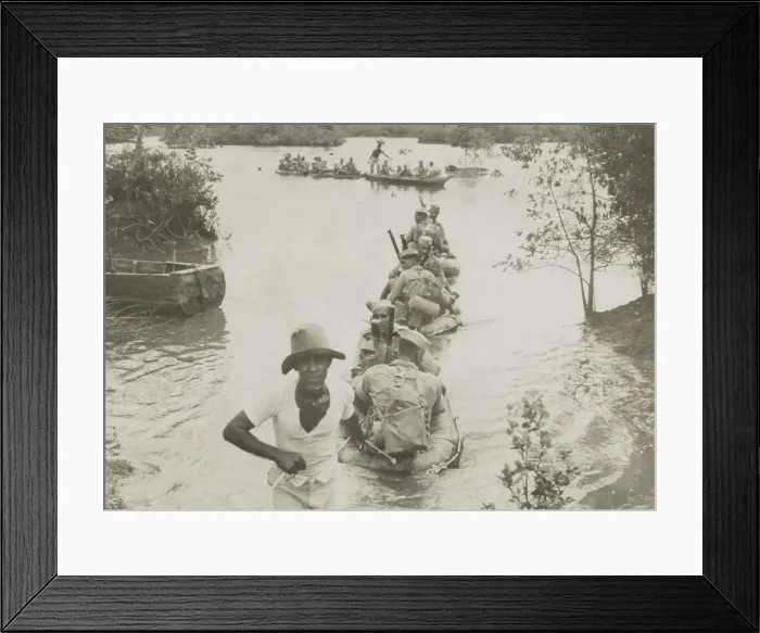 Framed Print : British Indian Army crossing a river in collapsible rubber boats in Singapore, Malaya. Ca. Nov.-Dec. 1941. World War 2. (BSLOC_2014_10_147) Framed Print : British Indian Army crossing a river in collapsible rubber boats in Singapore, Malaya. Ca. Nov.-Dec. 1941. World War 2. (BSLOC_2014_10_147)