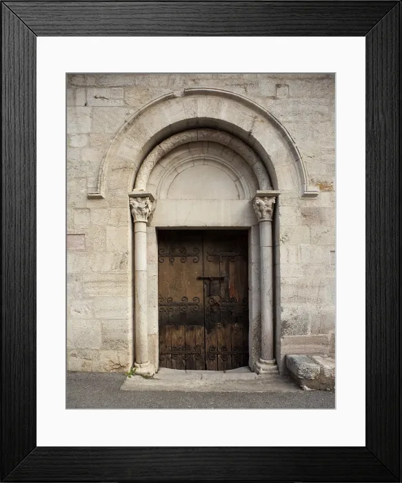 Framed Print : FRANCE. Villefranche-de-Conflent. Saint-Jacques Parish Church, 11th-13th c. Side door. Romanesque art. Architecture