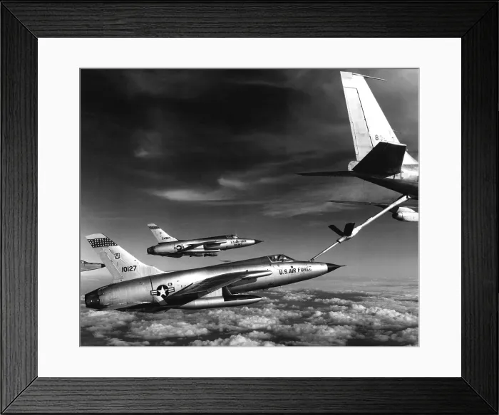 Framed Print : Fighters refuel over Vietnam. US Air Force F-105 Thunderchiefs refuel before their bombing mission in Vietnam. Jan. 1966
