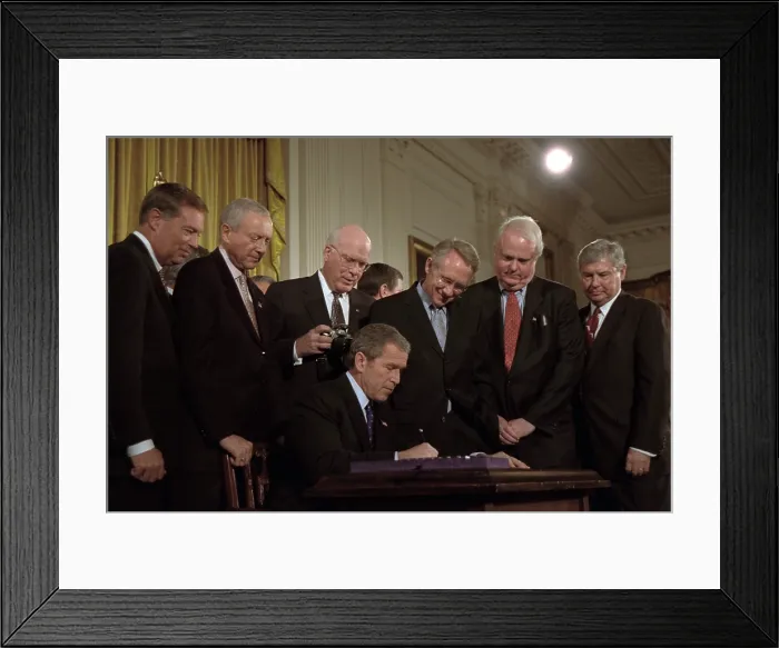 Framed Print : President George W. Bush signs the USA Patriot Act on Oct. 26, 2001