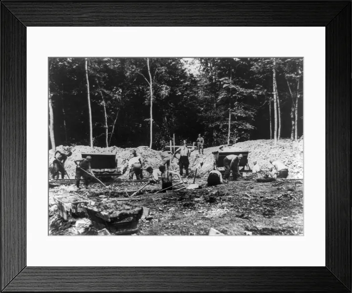 Framed Print : German soldiers guards concentration camp prisoners working outdoors during World War 2. 1939-1945