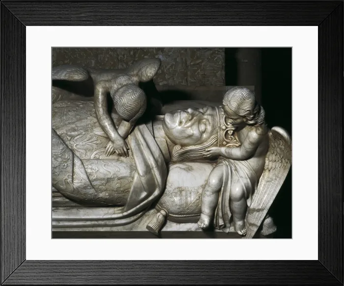 Framed Print : ALOY DE MONTBRAY (14th century). Royal sepulchres of Poblet monastery, 1359 - 1382. SPAIN. Vimbodi. Monastery of Poblet. Detail of Martin of Aragon's alabaster tomb Framed Print : ALOY DE MONTBRAY (14th century). Royal sepulchres of Poblet monastery, 1359 - 1382. SPAIN. Vimbodi. Monastery of Poblet. Detail of Martin of Aragon's alabaster tomb