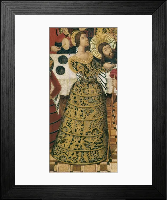 Framed Print : GARCIA DE BENABARRE, Pedro ( -1496). Herod's Banquet. Altarpiece of Saint John. c. 1470. Detail of Salome with John the Baptist's head. International gothic