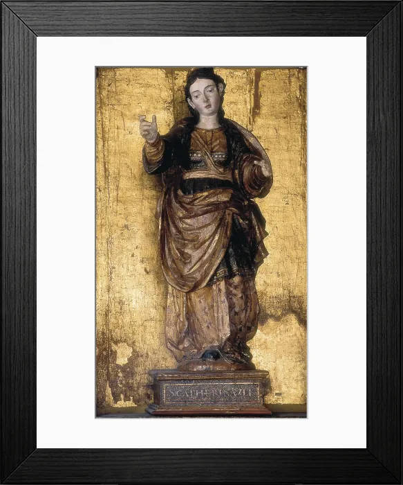 Framed Print : ECUADOR. Quito. Convent of San Francisco. Altarpiece of Santa Catalina. Polychrome carving. 1630. Quito School. The use of bright polychromy was a feature of this school