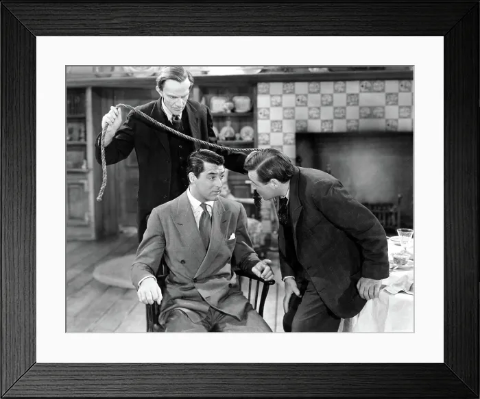 Framed Print : ARSENIC AND OLD LACE, Raymond Massie, Cary Grant, Peter Lorre, 1944, attacking from behind