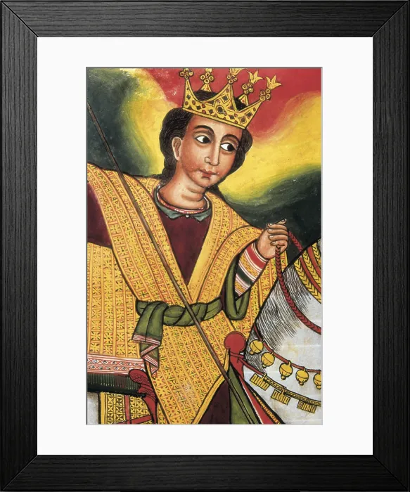 Framed Print : ETHIOPIA. AMHARA. King Solomon, picture from a manuscript of a church of Lake Tana. Miniature Painting. - Iberfoto / Everett Collection (401947)**US SALES ONLY**