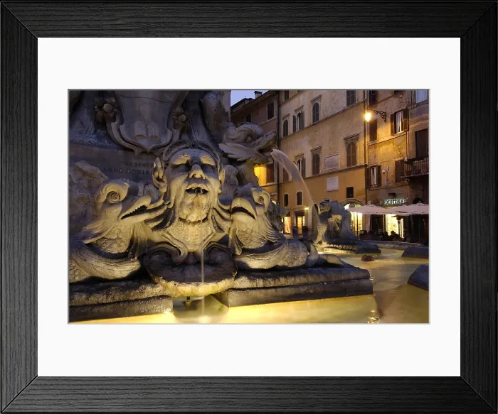 Framed Print : ITALY. LAZIO. ROME. Rome. Piazza della Rotonda. Detail of the fountain, by Filippo Barigione (1711). Sculpture on marble