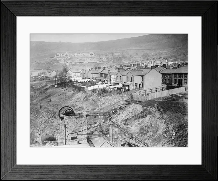 Framed Print : Llwynpia, South Wales, a colliery village built up around a coal mine. Photo taken during the British Coal strike of 1910