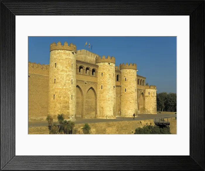 Framed Print : SPAIN. Zaragoza. La Aljaferia Palace. Castle walls from 11th century. Hispano-Moresque art. Taifas Kingdoms period. Architecture