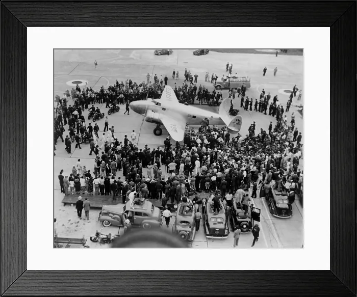 Framed Print : Newsmen surrounding Howard Hughes twin-motored monoplane at Floyd Bennett airport, July 10, 1938 Framed Print : Newsmen surrounding Howard Hughes twin-motored monoplane at Floyd Bennett airport, July 10, 1938