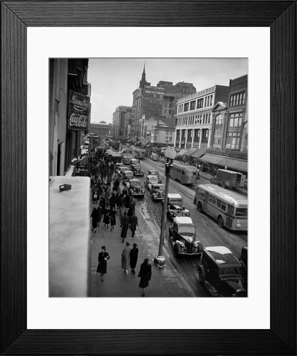 Framed Print : Pedestrians and traffic on P street in Washington, D.C. Jan. 1939. (BSLOC_2013_8_232) Framed Print : Pedestrians and traffic on P street in Washington, D.C. Jan. 1939. (BSLOC_2013_8_232)