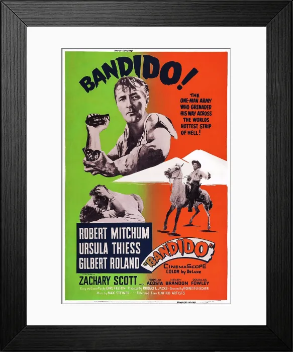 Framed Print : BANDIDO, US poster, Robert Mitchum, 1956