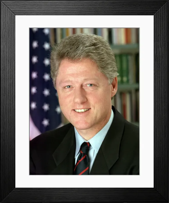 Framed Print : President Bill Clinton, January 1993. Official White House portrait by Bob McNeely. (BSLOC_2015_2_186)