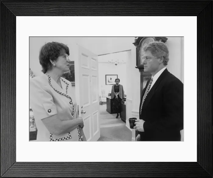 Framed Print : President Bill Clinton and Attorney General Janet Reno Framed Print : President Bill Clinton and Attorney General Janet Reno