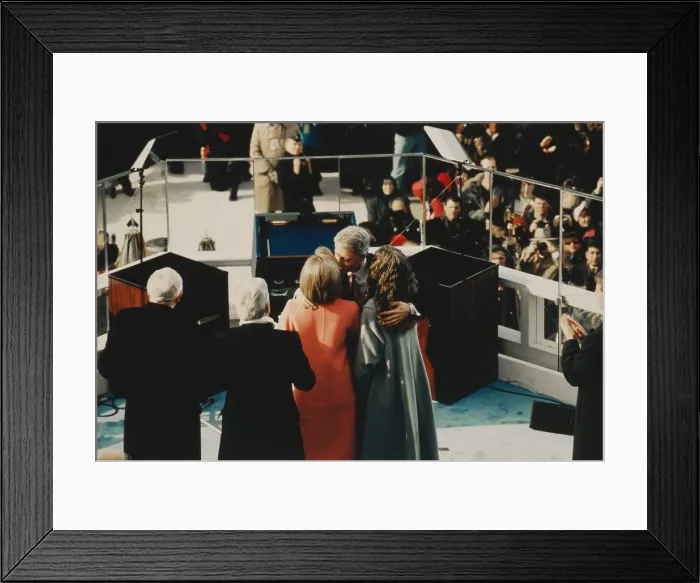 Framed Print : President Bill Clinton embraces his wife, Hillary, and daughter, Chelsea. Jan. 20, 1997, after taking the oath of office for his second term. (BSLOC_2015_2_195) Framed Print : President Bill Clinton embraces his wife, Hillary, and daughter, Chelsea. Jan. 20, 1997, after taking the oath of office for his second term. (BSLOC_2015_2_195)