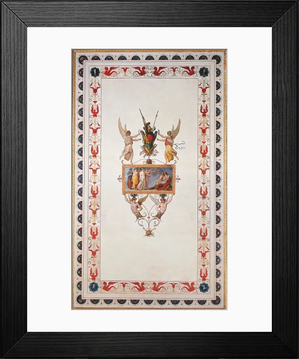 Framed Print : Decoration of the Gallery of Psyche, Palazzo Laderchi, Faenza, by Giani Felice, 18th Century, 1794, tempera on wall (fresco), - Italy, Emilia Romagna, Ravenna, Faenza