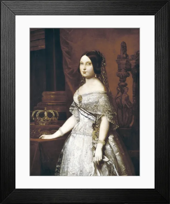 Framed Print : HERNANDEZ AMORES, GermAn (1823-1894). Portrait of Isabella II, Queen of Spain. 1847. Oil on canvas. SPAIN. Madrid. Navy Museum Framed Print : HERNANDEZ AMORES, GermAn (1823-1894). Portrait of Isabella II, Queen of Spain. 1847. Oil on canvas. SPAIN. Madrid. Navy Museum