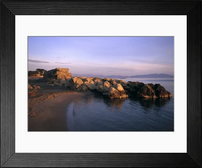 Framed Print : SPAIN. L'Escala. Empuries. Roses Gulf. Sant Marti beach. Hellenistic breakwater (2nd-1st centuries BF)
