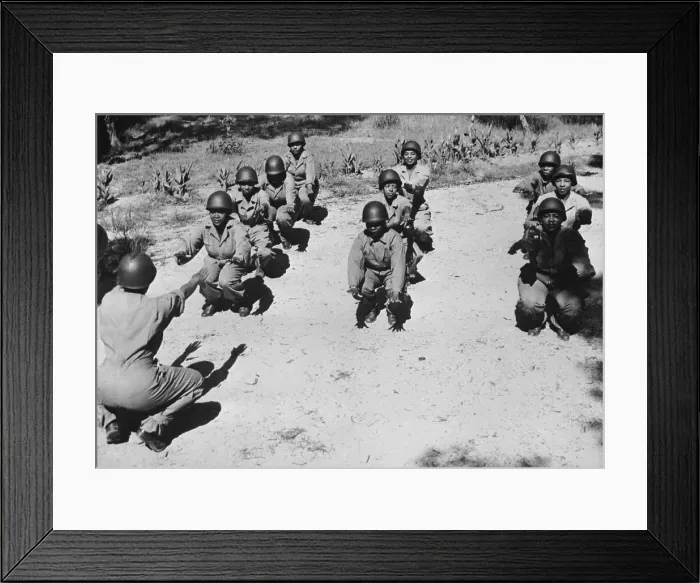 Framed Print : African American Women's Army Corps nurses in an early-morning workout Framed Print : African American Women's Army Corps nurses in an early-morning workout
