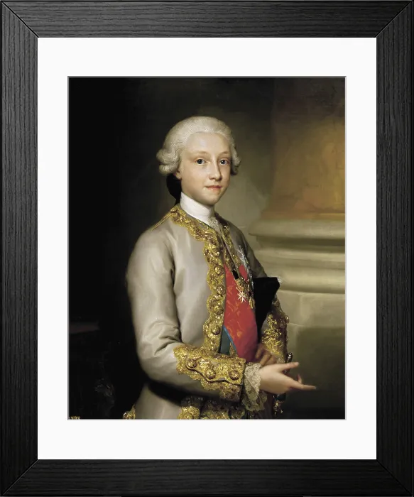 Framed Print : MENGS, Anton Raphael (1728-1779). Infante don Gabriel of Bourbon. ca. 1761. He wears the Cross of Malta and the insignia of the order of the Toison d'Or (Golden Fleece)