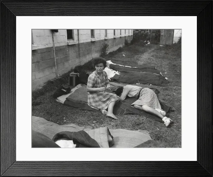 Framed Print : Two French women at a camp for homeless refugees in Brittany in 1944