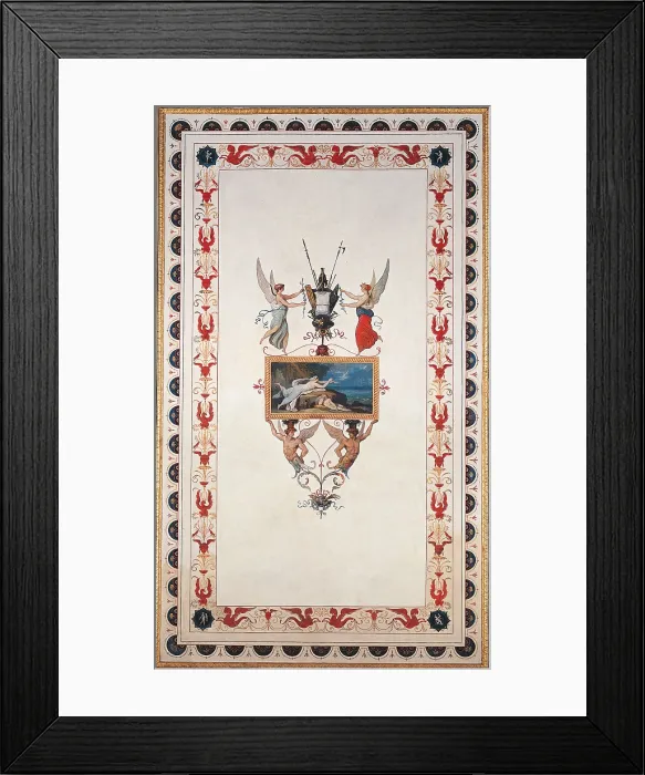 Framed Print : Decoration of the Gallery of Psyche, Palazzo Laderchi, Faenza, by Giani Felice, 18th Century, 1794, tempera on wall (fresco), - Italy, Emilia Romagna, Ravenna, Faenza
