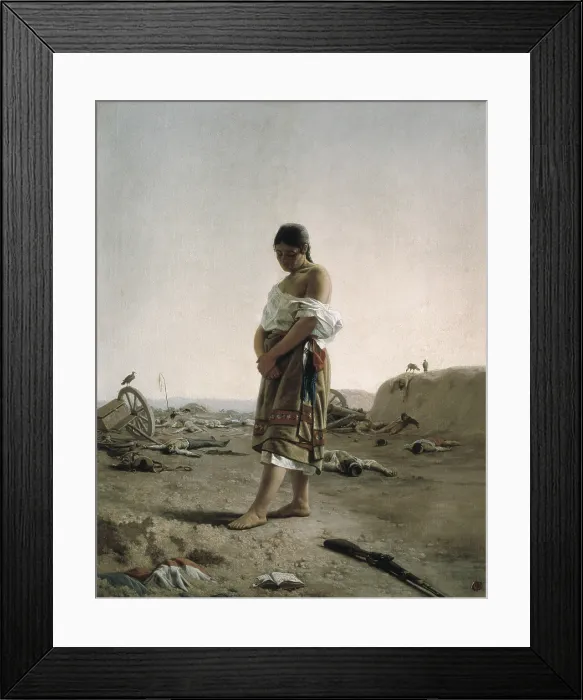 Framed Print : BLANES, Juan Manuel (1830-1901). The Paraguayan in her Desolate Mother Land. 1879. War of the Triple Alliance (1864-1870). Oil on canvas. URUGUAY. Montevideo