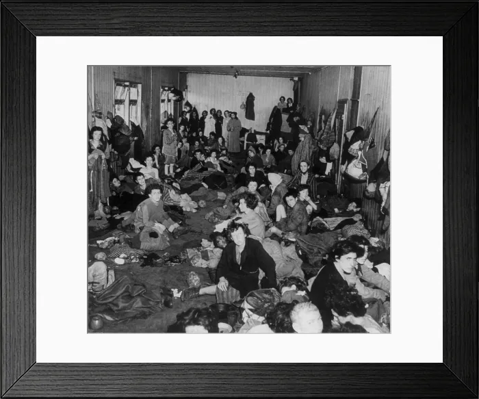 Framed Print : Women and children in a crowd hut in 1943 Bergen-Belsen concentration camp Framed Print : Women and children in a crowd hut in 1943 Bergen-Belsen concentration camp