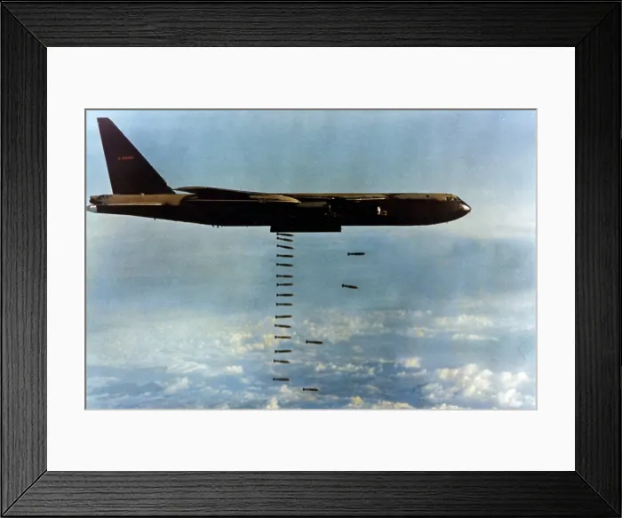 Framed Print : Vietnam War. A B-52 drops Christmas Bombs over North Vietnam Framed Print : Vietnam War. A B-52 drops Christmas Bombs over North Vietnam