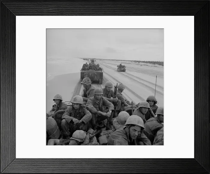 Framed Print : Vietnam War. US Marines of the 3rd Division arrive on a South Vietnam beach via amphibious landing craft. 1966 Framed Print : Vietnam War. US Marines of the 3rd Division arrive on a South Vietnam beach via amphibious landing craft. 1966