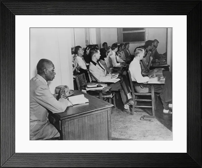 Framed Print : G.W. McLaurin, the first African American admitted to pursue a doctorate in education at the University of Oklahoma was forced to sit, eat and study separated from other students