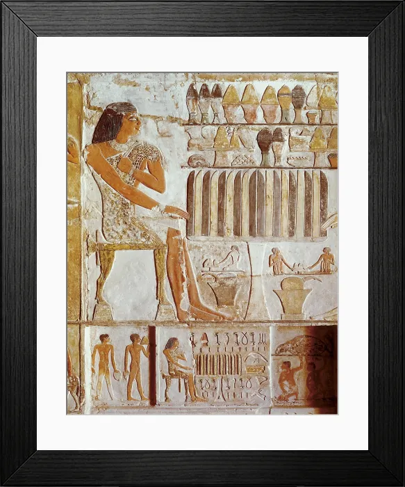 Framed Print : Tomb of Nefer. 24th c. BC. EGYPT. Saqqara. The deceased's banquet. Egyptian art. Old Kingdom. Relief. - BeBa / Iberfoto / Everett Collection (414705)**US SALES ONLY**