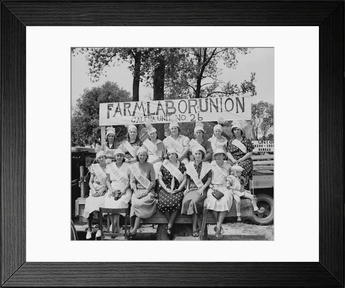 Framed Print : Wives of farmer laborites at a 1936 Columbus, Kansas, rally. During the New Deal, union membership expanded dramatically, but never effectively organized farmers Framed Print : Wives of farmer laborites at a 1936 Columbus, Kansas, rally. During the New Deal, union membership expanded dramatically, but never effectively organized farmers
