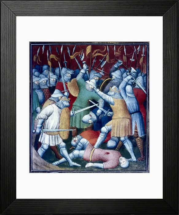 Framed Print : 5th Crusade (1217-1221). Conquest of Damietta in 1219. Picture of the 15th c. Gothic art. Miniature Painting. FRANCE. Paris. Bibliothque de l'Arsenal (Library of the Arsenal)