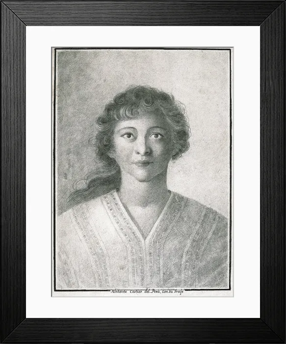 Framed Print : America. Viceroyalty of Peru. The Malaspina Expedition (1789-1794). Native inhabitant from Peru dressed in traditional clothes. Pencil drawing by juan Ravenet. Drawing. SPAIN