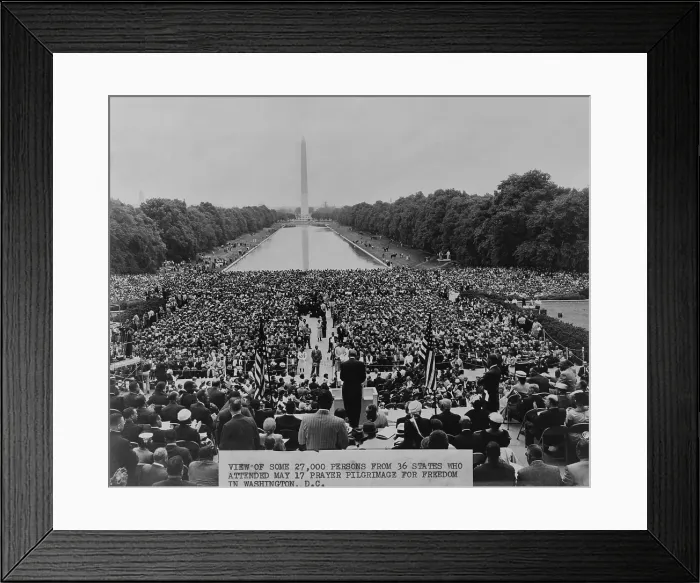 Framed Print : The 1957 civil rights demonstration, Prayer Pilgrimage for Freedom, at the Lincoln Memorial, drew 27, 000 people to mark the third anniversary of the Brown v