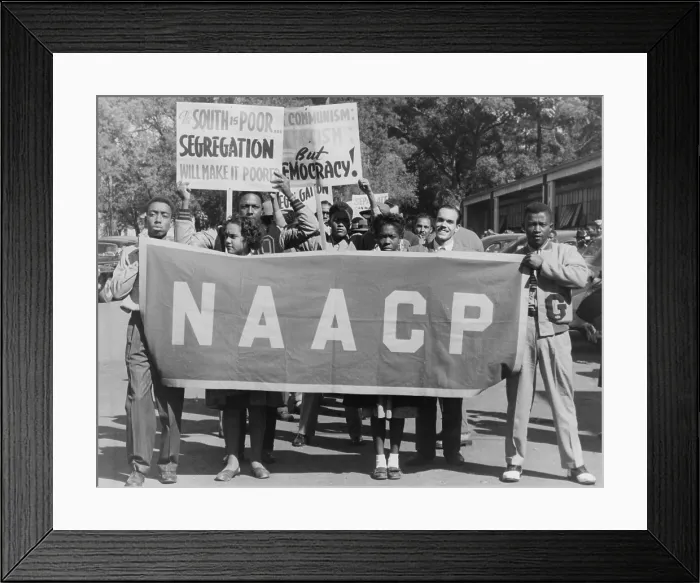 Framed Print : NAACP banner is held by protesters in a 1947 demonstration against segregated education in Houston, Texas Framed Print : NAACP banner is held by protesters in a 1947 demonstration against segregated education in Houston, Texas